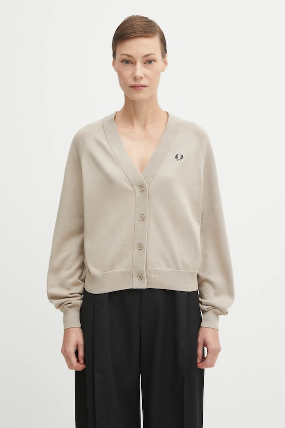 Fred Perry cardigan din bumbac uni bej K1120