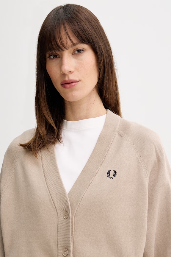 Fred Perry cardigan din bumbac bej K1120