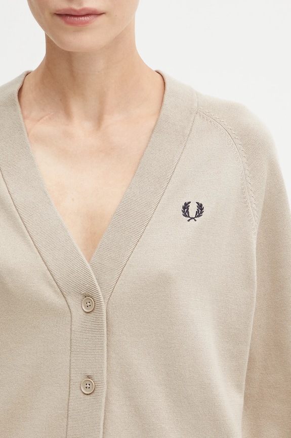 Fred Perry cardigan din bumbac bej K1120