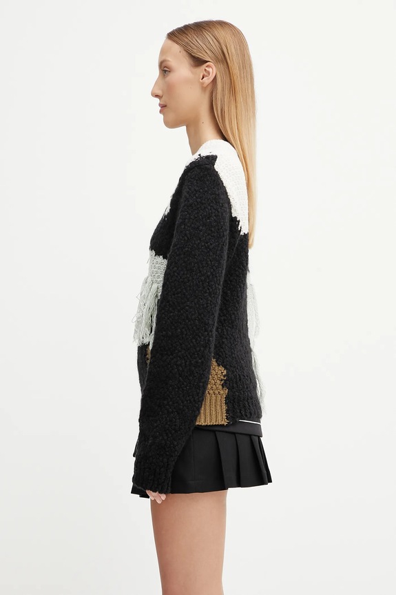 Andersson Bell sweter z wełną Sylvia Abstract Patchwork atb1365w czarny AW25