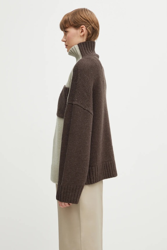 JW Anderson sweter z dodatkiem wełny Two Tone Patch Pocket KW1402.YN0367 beżowy AW25