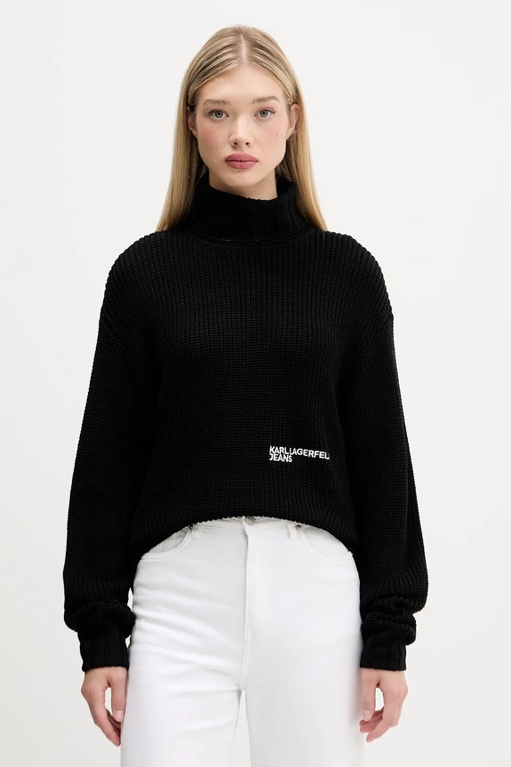 Vlnený sveter Karl Lagerfeld Jeans rolák čierna A4W18020