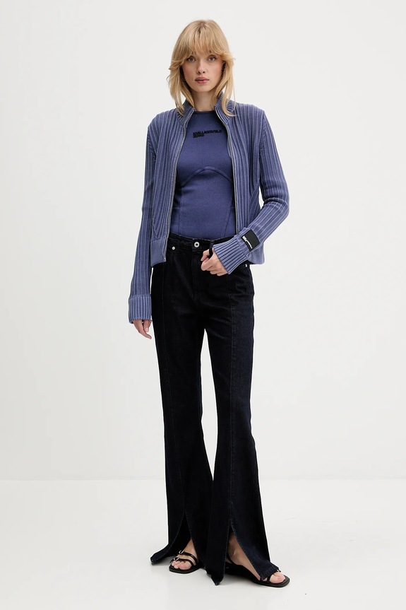 Karl Lagerfeld Jeans kardigan bawełniany A4W18017 fioletowy AW25