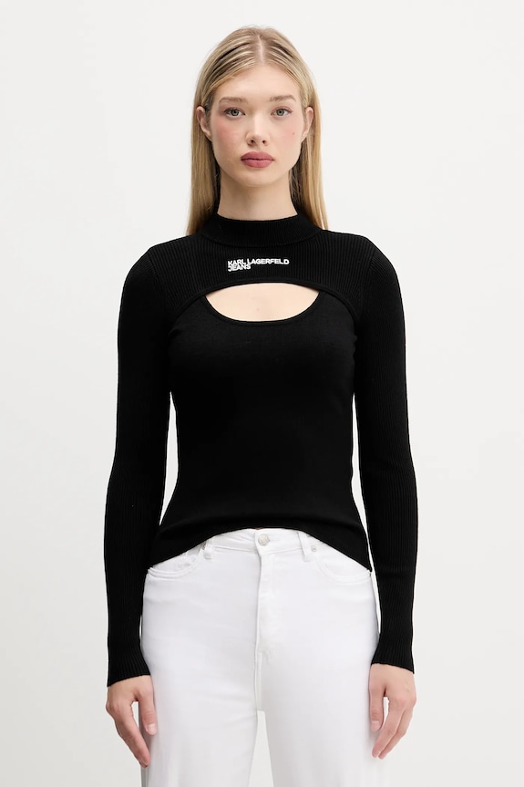 Sveter Karl Lagerfeld Jeans polorolák čierna A4W18013