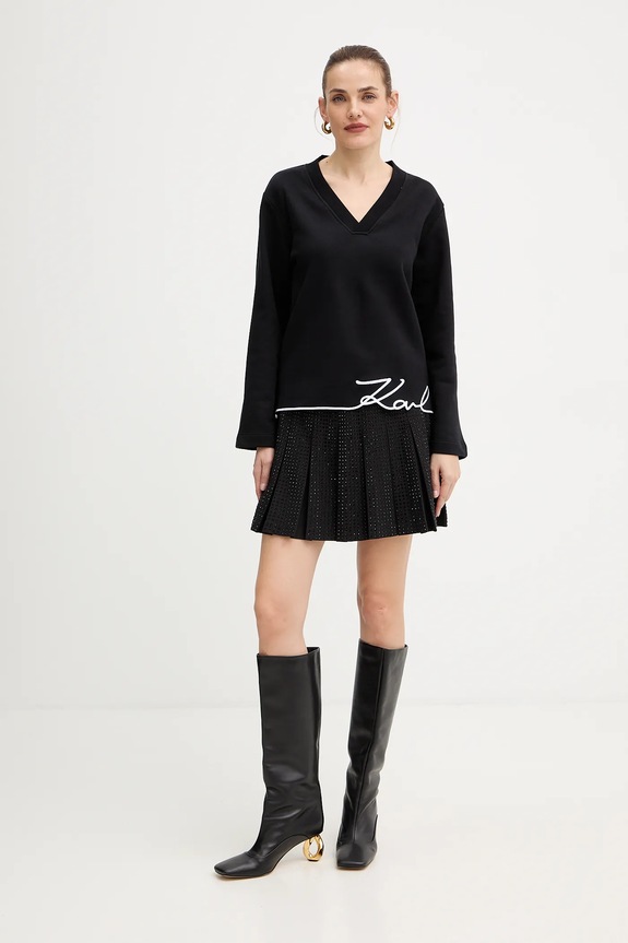 Μπλούζα από βαμβάκι Karl Lagerfeld A4W20040 μαύρο AW25