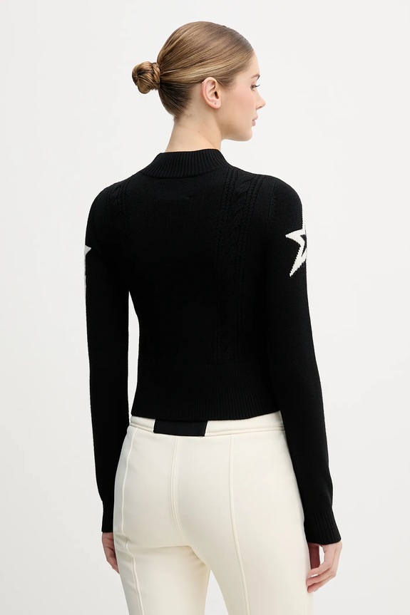 Odzież Perfect Moment sweter z wełny merino Cable W3000420 czarny