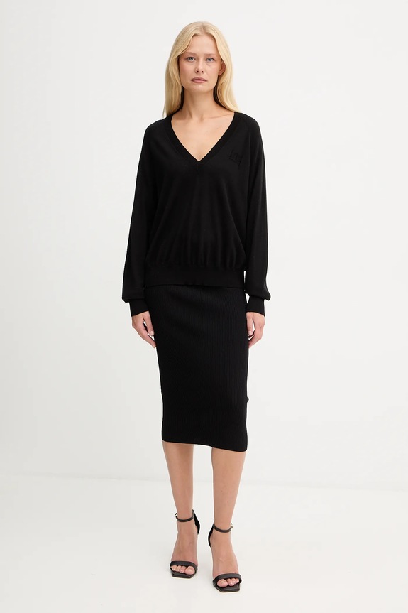Elisabetta Franchi pulover din amestec de lână MK34S57E2 negru AW25