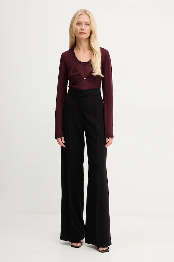 Elisabetta Franchi pulover din amestec de lână MK35S57E2 burgundia AW25