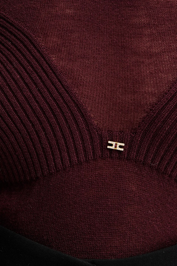 Elisabetta Franchi pulover din amestec de lână MK35S57E2 burgundia