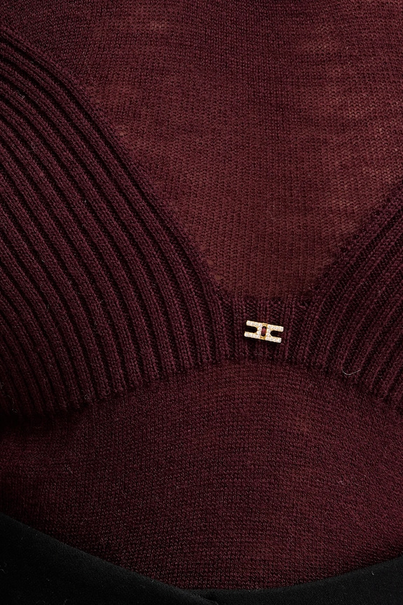 Elisabetta Franchi pulover din amestec de lână MK35S57E2 burgundia