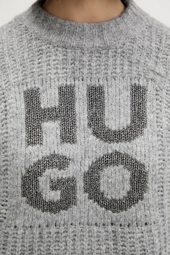 Pulover s dodatkom vune HUGO Sloguis 50548245 siva