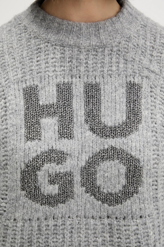 Pulover s dodatkom vune HUGO Sloguis 50548245 siva