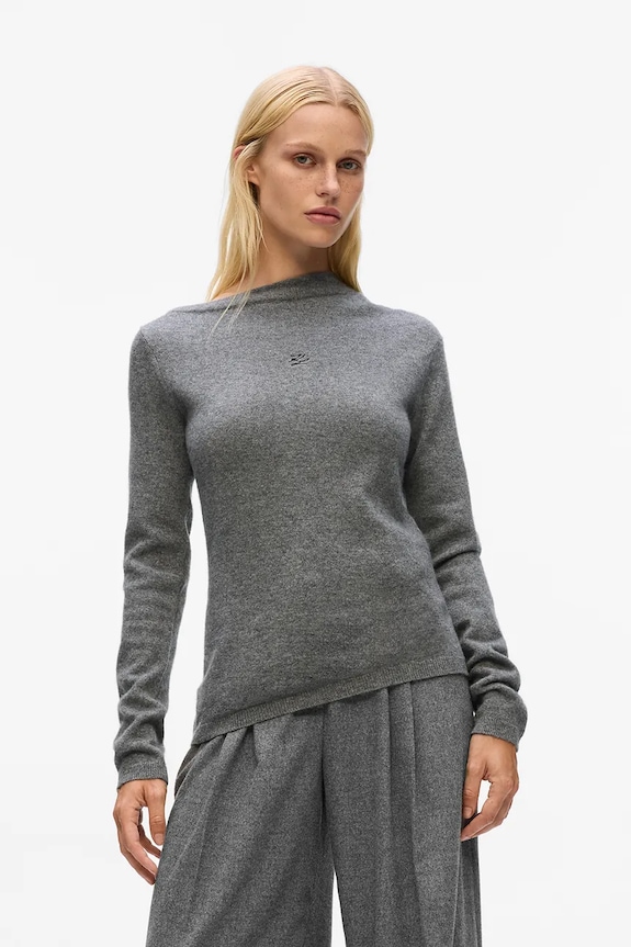 Karl Lagerfeld sweter kaszmirowy pozostałe szary A4W18042