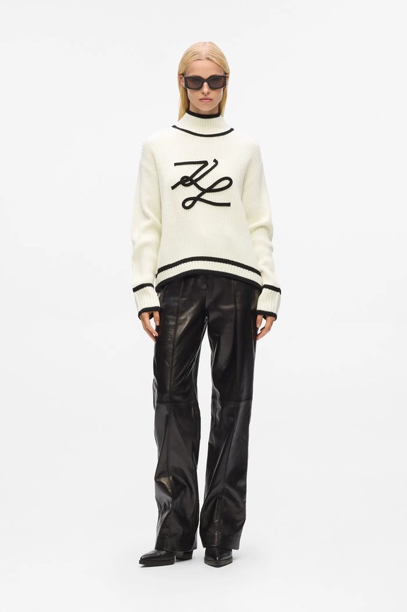 Karl Lagerfeld sweter wełniany biały A4W18051