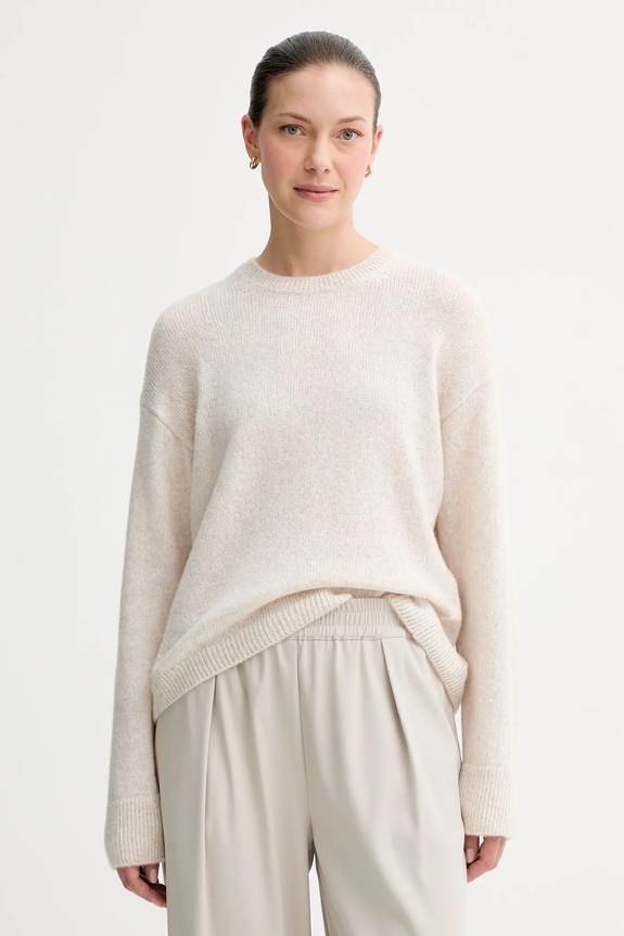Marc O'Polo sweter z wełną okrągły beżowy 508612160463