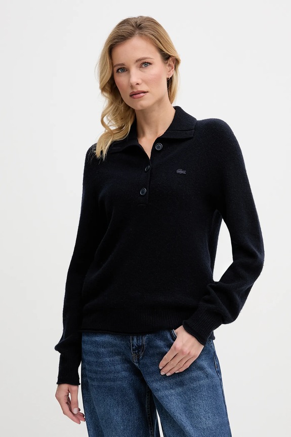 Lacoste pulover de lână grosime medie bleumarin AF4010