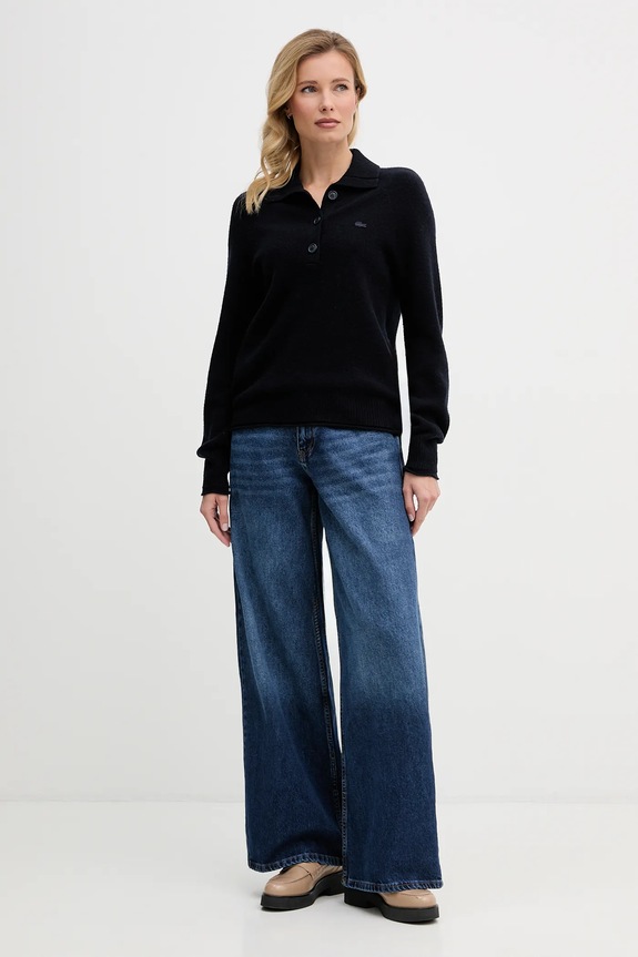 Lacoste pulover de lână AF4010 bleumarin AW25