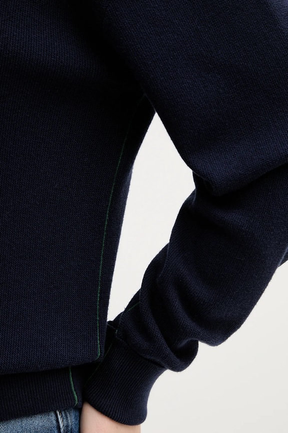 Lacoste gyapjú pulóver AF4158 sötétkék