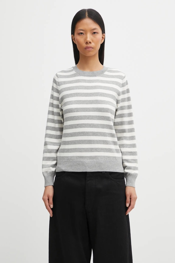 Barbour sweter z domieszką kaszmiru Lois Knitted Jumper drobny wzór szary LKN1707WH51