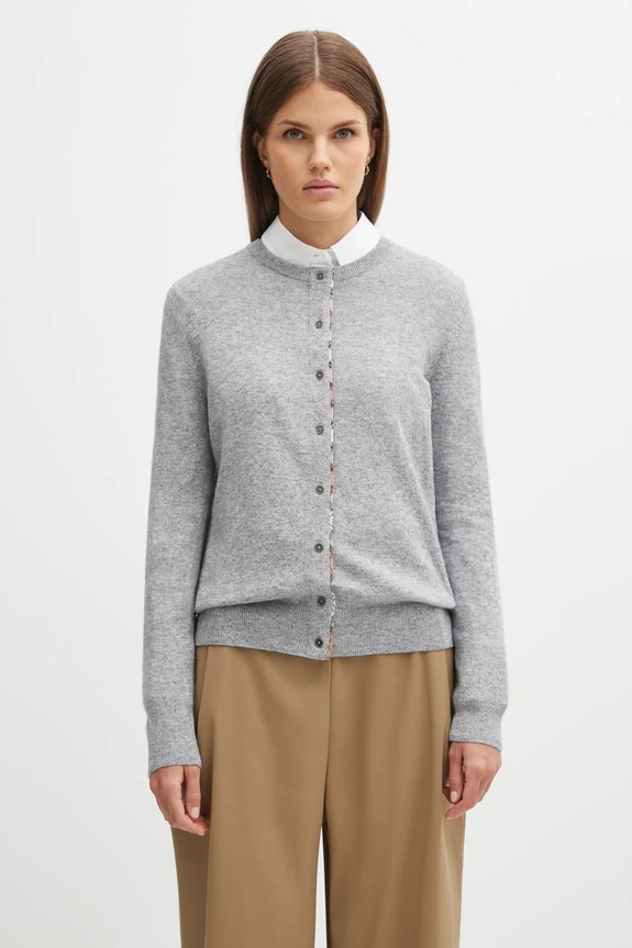 Ζακέτα με προσθήκη μαλλιού Barbour Pendle Knitted Cardigan λεπτό γκρί LKN1076GY71
