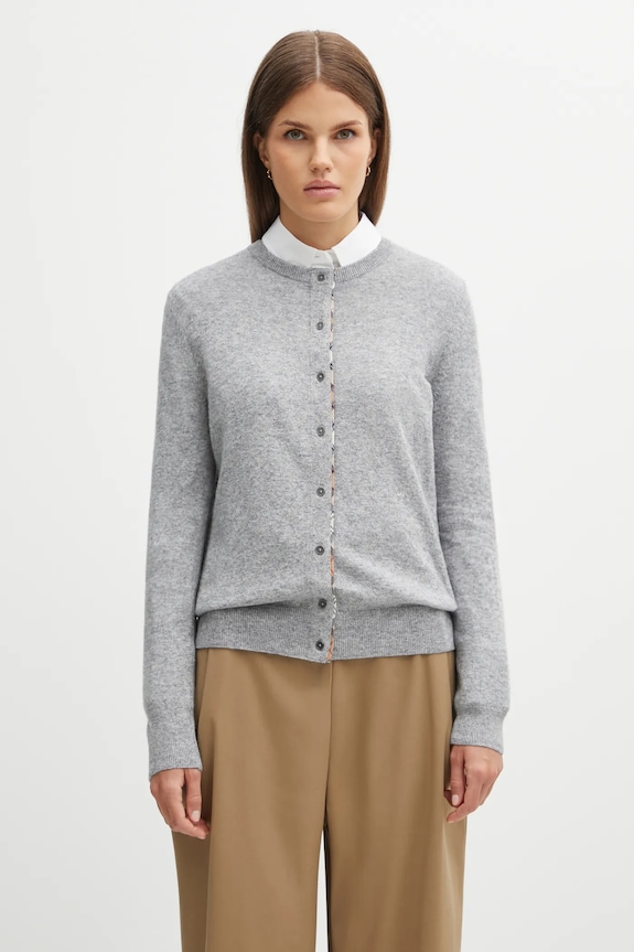 Ζακέτα με προσθήκη μαλλιού Barbour Pendle Knitted Cardigan λεπτό γκρί LKN1076GY71