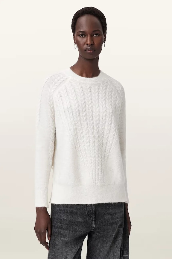 AllSaints maglione con mohair KIT a maglia fine bianco W014KD