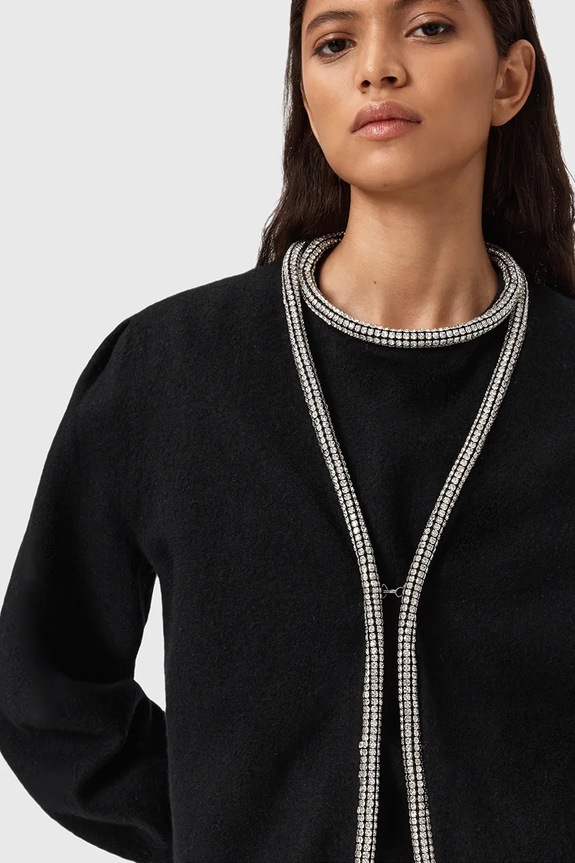 Вовняний кардиган AllSaints ODELL W033KD чорний AW25