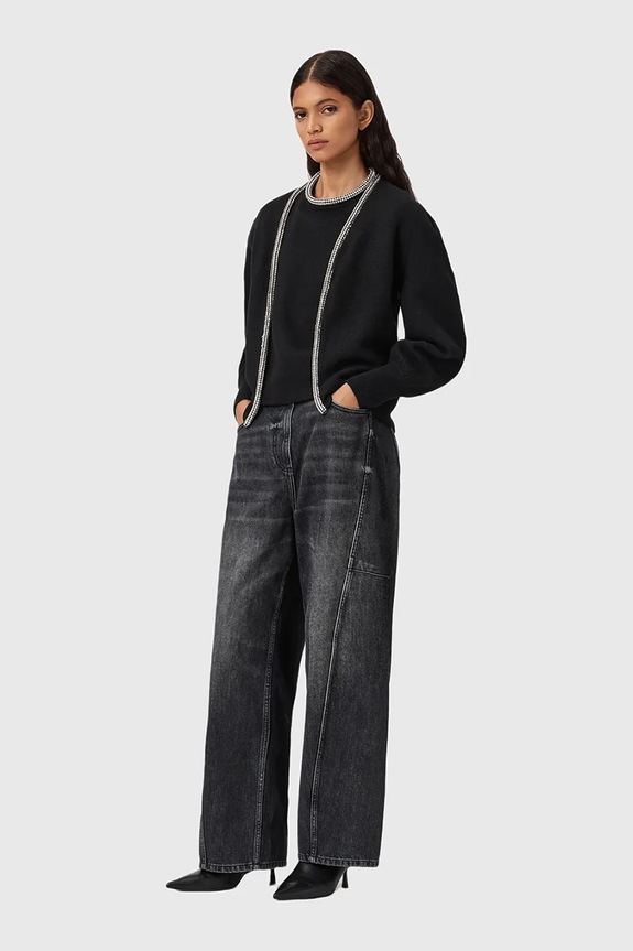 Шерстяной кардиган AllSaints ODELL чёрный W033KD