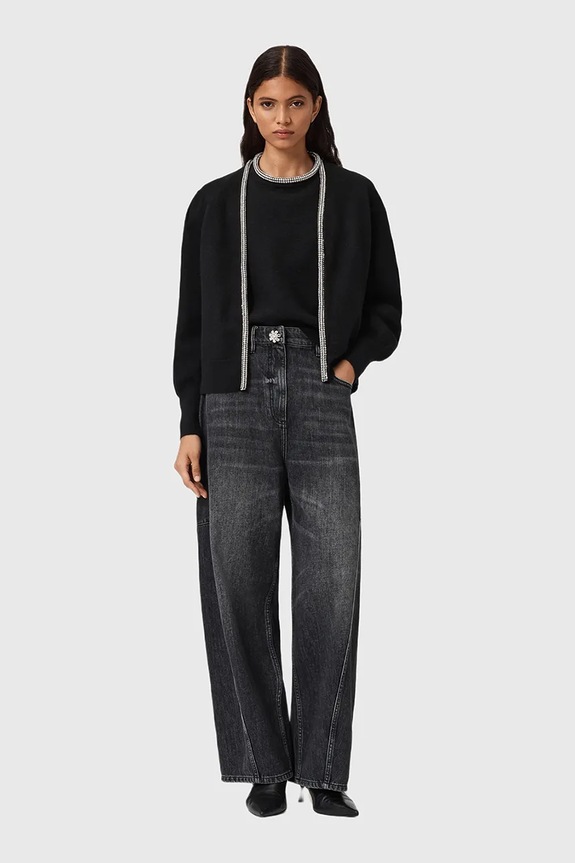 Вовняний кардиган AllSaints ODELL W033KD чорний