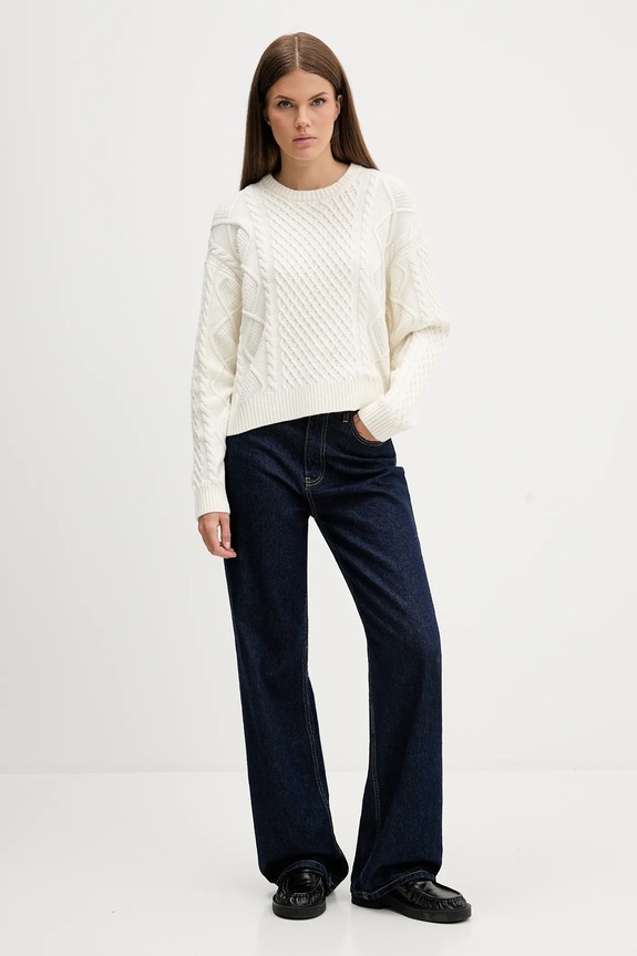 Pulover z dodatkom volne Guess Jeans W5BR09.Z0561 bež AW25