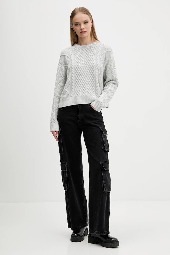 Pulover z dodatkom volne Guess Jeans W5BR09.Z0561 siva AW25