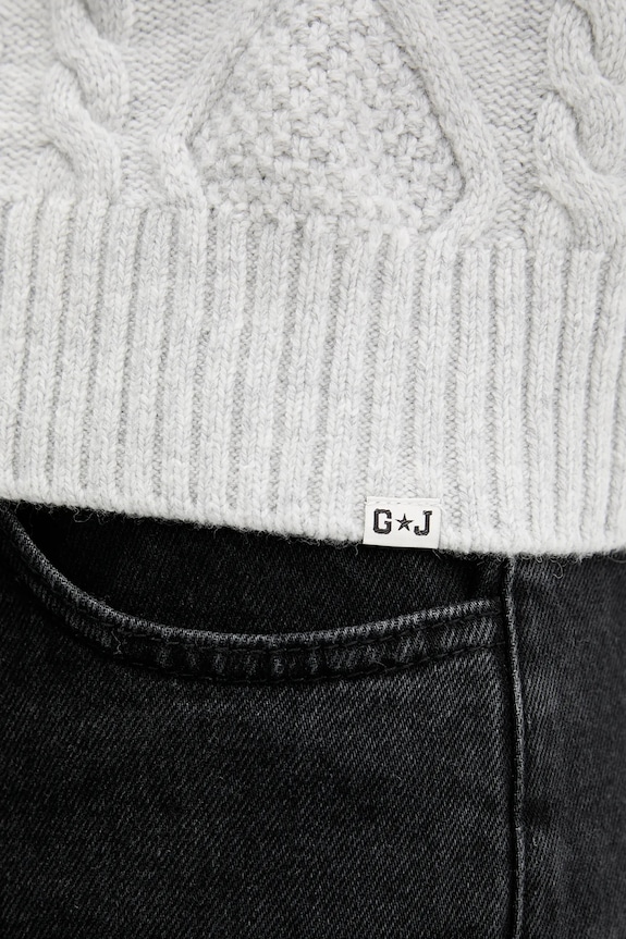 Pulover z dodatkom volne Guess Jeans W5BR09.Z0561 siva
