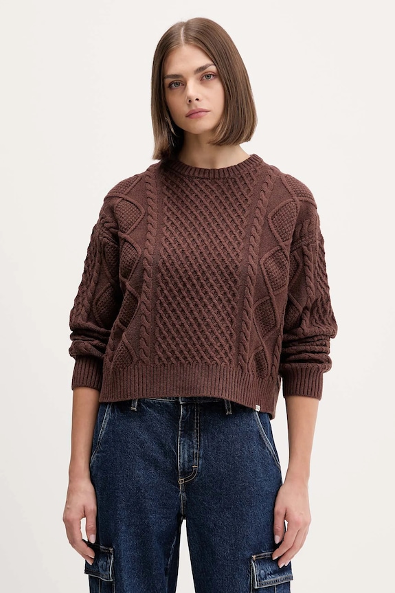 Sveter s prímesou vlny Guess Jeans okrúhly hnedá W5BR09.Z0561