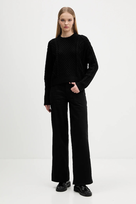 Pulover z dodatkom volne Guess Jeans W5BR09.Z0561 črna AW25