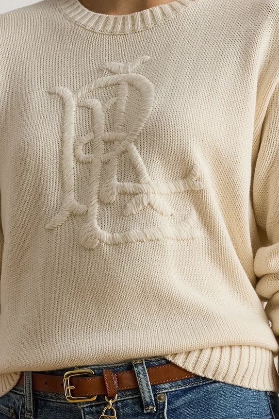 Бавовняний светр Lauren Ralph Lauren бежевий 200979653