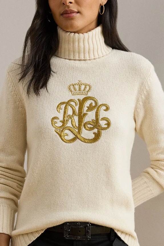 Lauren Ralph Lauren pulover din amestec de lână bej 200979687
