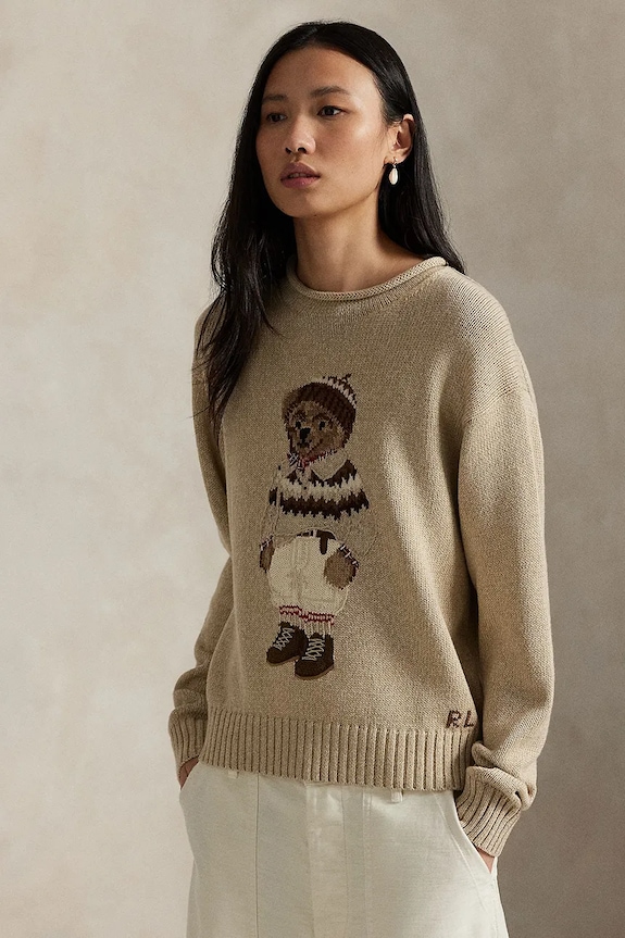 Polo Ralph Lauren pulover din amestec de lână grosime medie bej 211978315