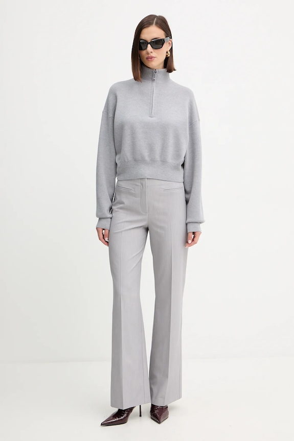 Πουλόβερ με προσθήκη μαλλιού Victoria Beckham 1425KJU006610B γκρί AW25
