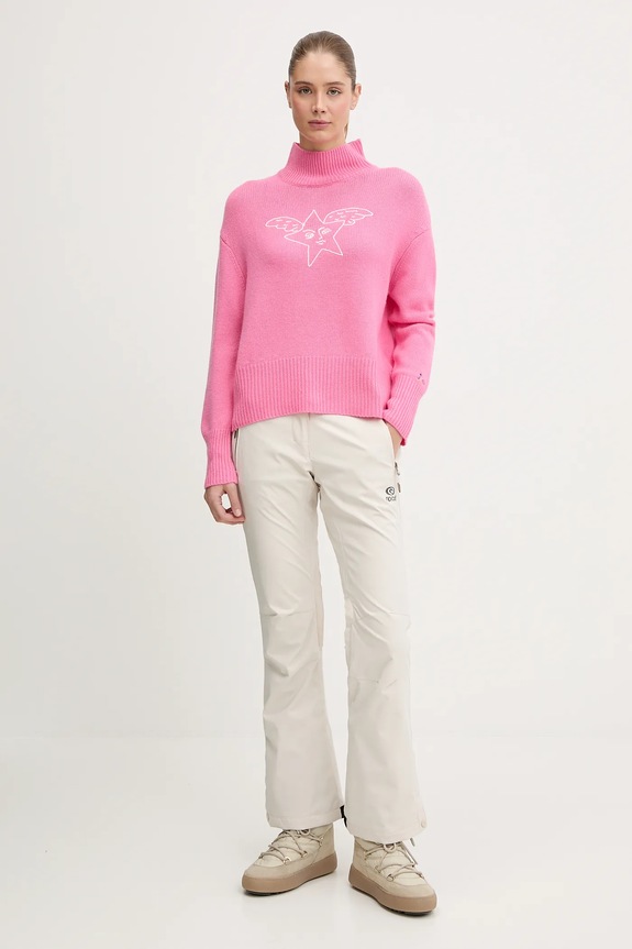 Pulover s dodatkom kašmira Rossignol JCC RLOWO04 roza AW25