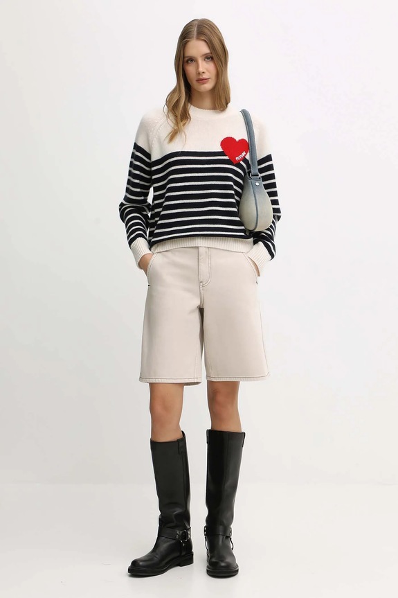 Vlnený sveter FROM FUTURE WPR03378 béžová AW25