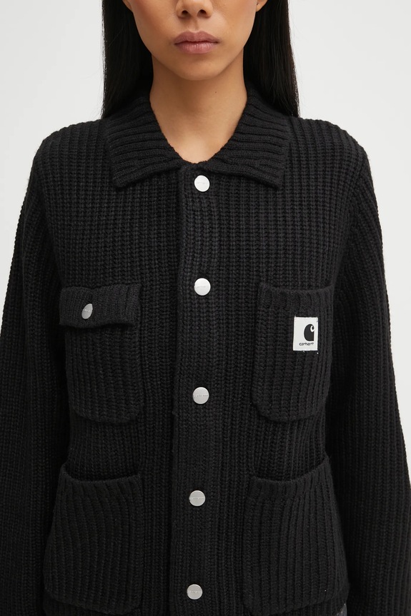 Kardigan s příměsí vlny Carhartt WIP W' Michigan Sweater černá I035379.89XX