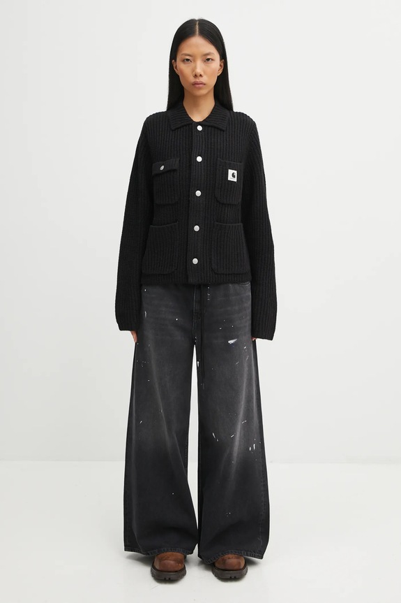 Kardigan s příměsí vlny Carhartt WIP W' Michigan Sweater I035379.89XX černá
