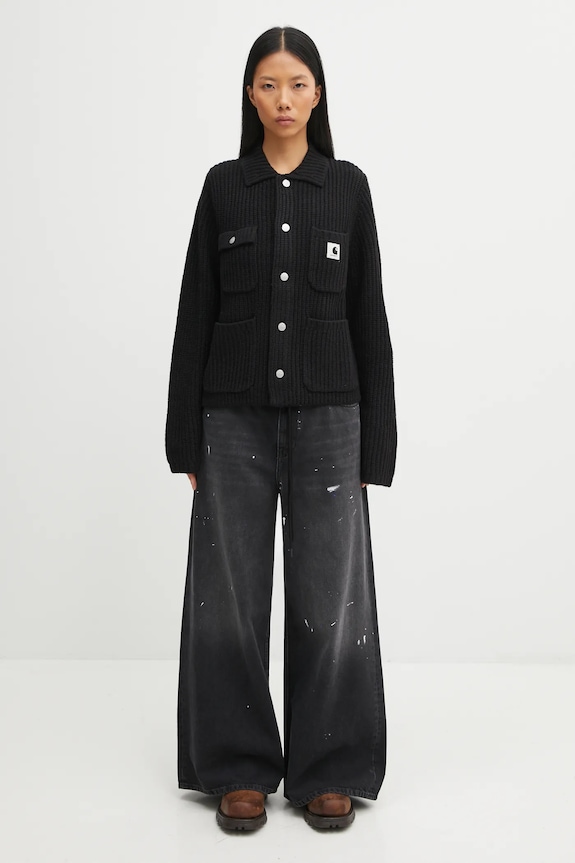 Carhartt WIP kardigan z dodatkiem wełny W' Michigan Sweater I035379.89XX czarny