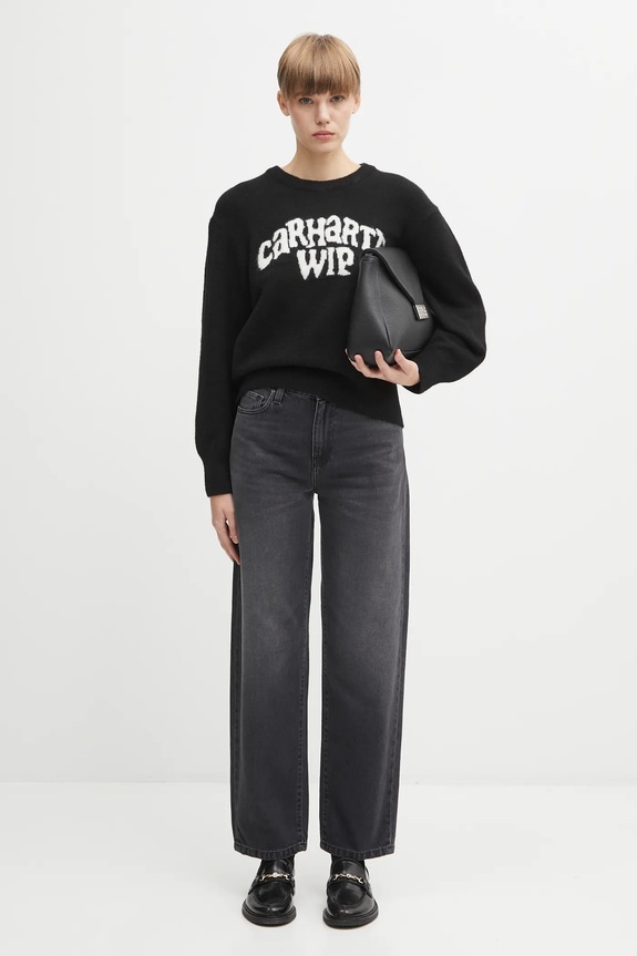 Πουλόβερ με προσθήκη μαλλιού Carhartt WIP W' Guide Club Sweater I035386.K02XX μαύρο