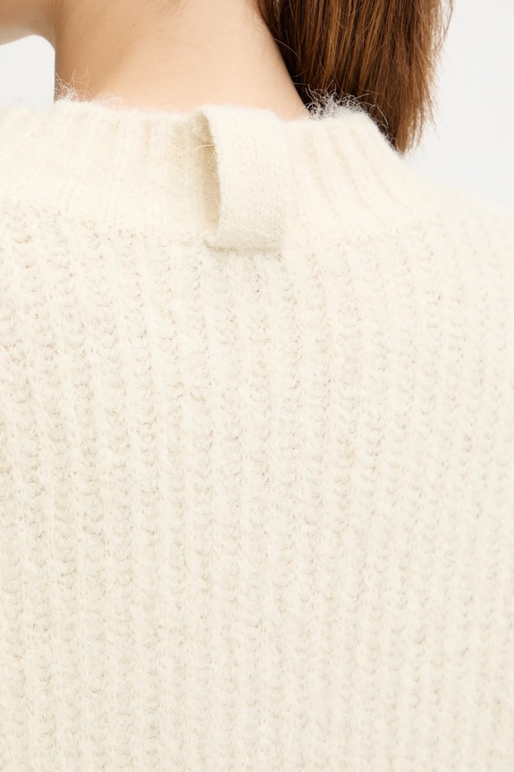 Morgan πουλόβερ και κασκόλ με προσθήκη μαλλιού MACHA μπεζ