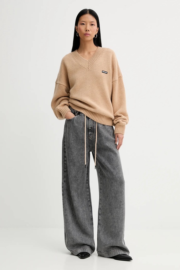 Rotate sweter wełniany 1147631753 beżowy AW25