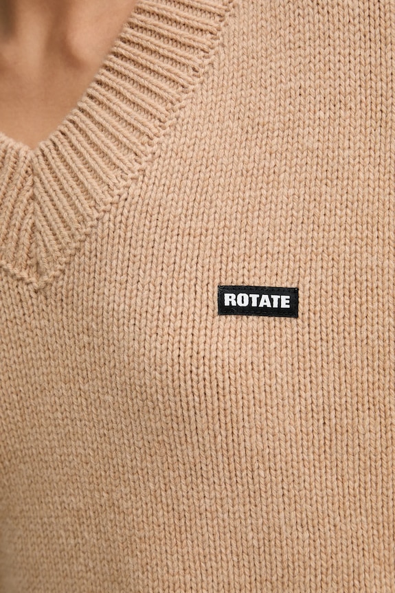 Rotate sweter wełniany 1147631753 beżowy