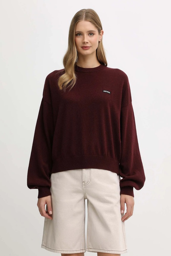Rotate sweter wełniany okrągły bordowy 1147522734