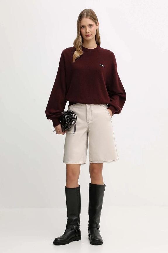 Rotate sweter wełniany 1147522734 bordowy AW25