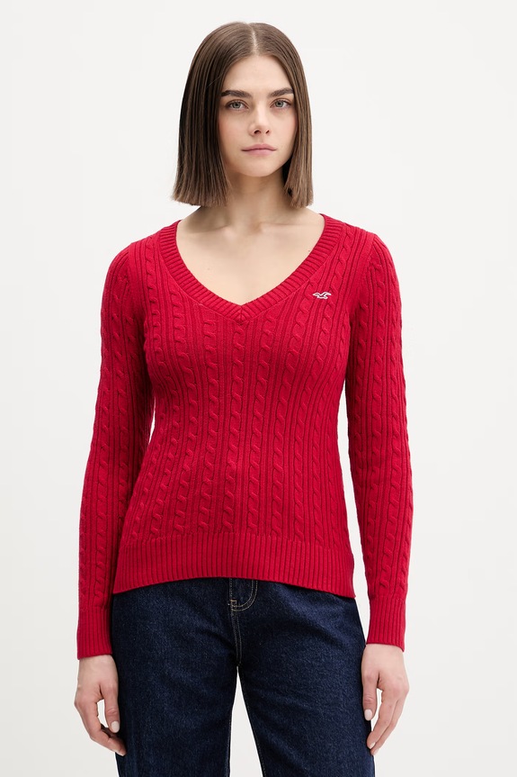 Πουλόβερ Hollister Co. λεπτό μοτίβο κόκκινο KI350.5136.500